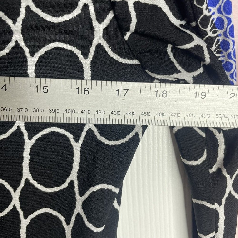 Joseph Ribkoff Shift Dress Women’s 10 Black Blue Circle Print Long Sleeve - Picture 4 of 6